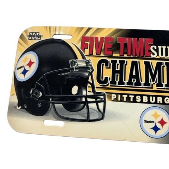 Pittsburgh Steelers Five Time Super Bowl Champions License Plate *Read* - Picture 2 of 6